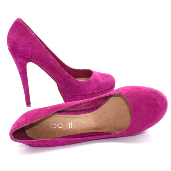 Aldo Purple Violet Round Toe Platform Pumps 9 - Picture 4 of 8
